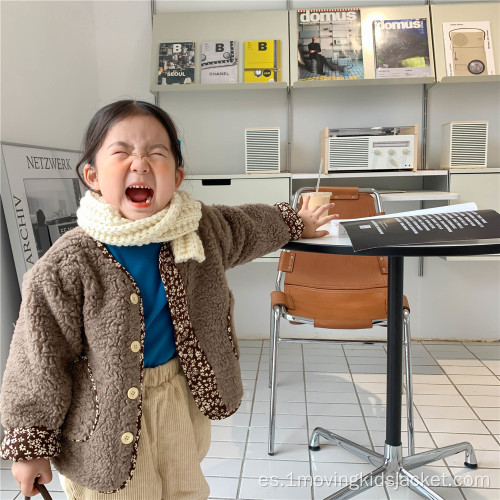 Chaqueta cálida de lana de cordero de invierno para niñas